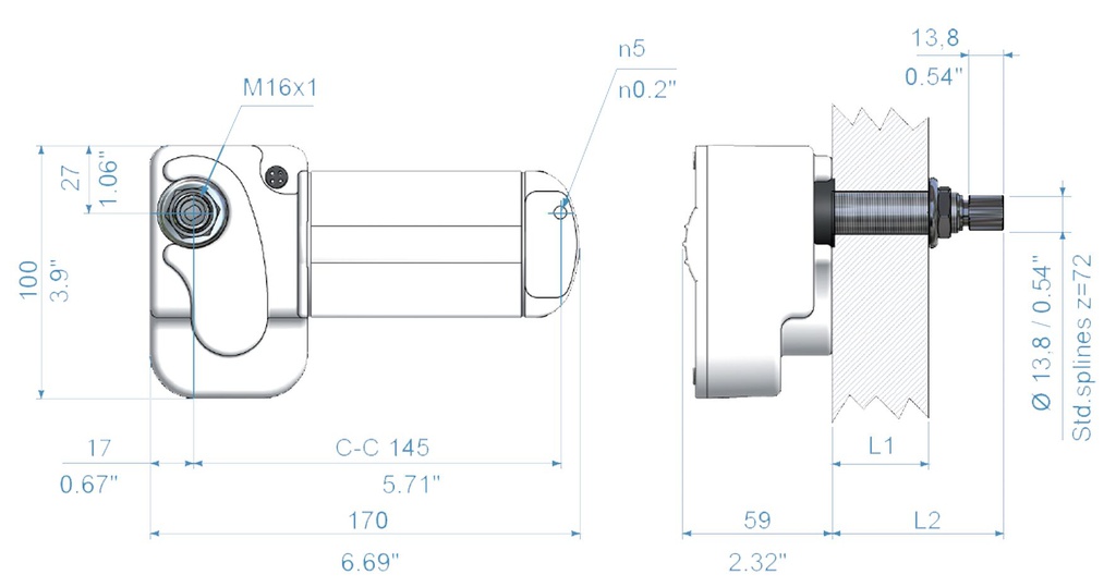 Tuulilasin pyyhkijän moottori 24V / 68 MM