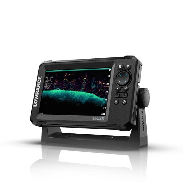 Lowrance Eagle 7" kaikuplotteri, IPS näyttö, HI-CHIRP/200/455/800kHz/Structurescan, Tripleshot HD anturi