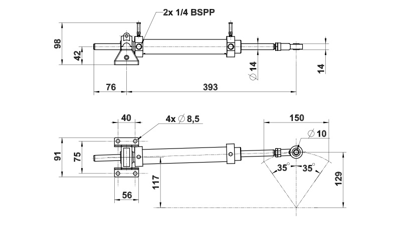 L&S Hydrauliohjaussylinteri VHM 28 DTP  