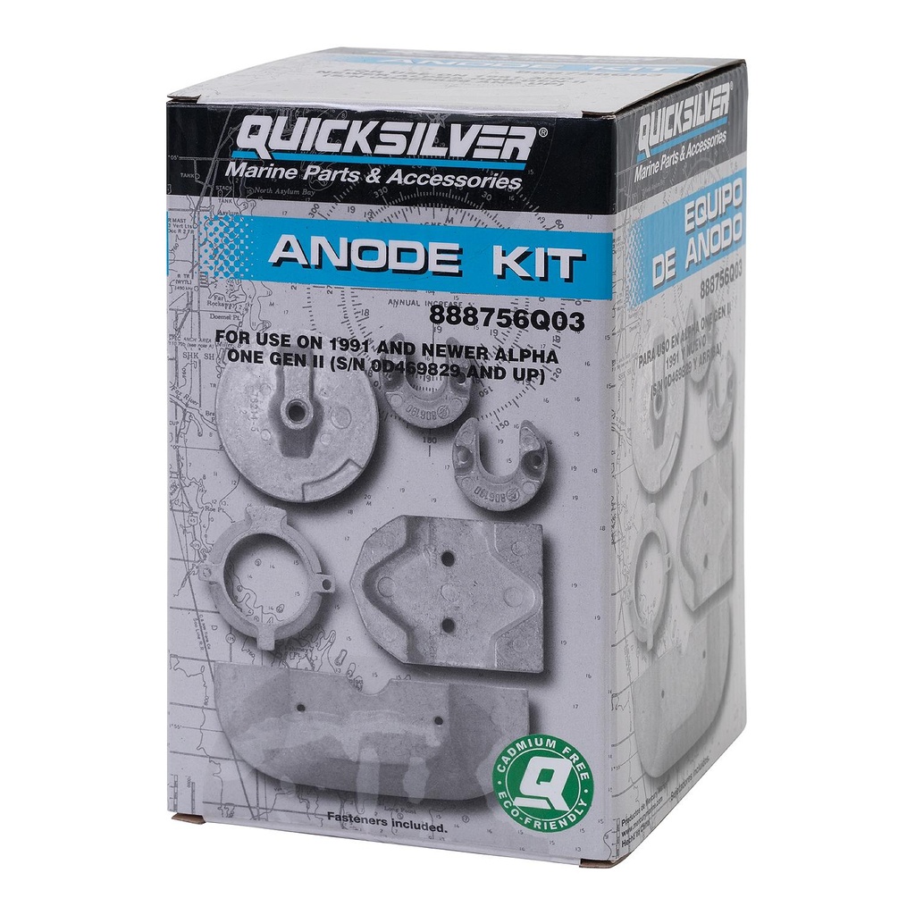 Quicksilver 888756Q03 alumiini anodi kitti,  Mercruiser Alpha One Gen II