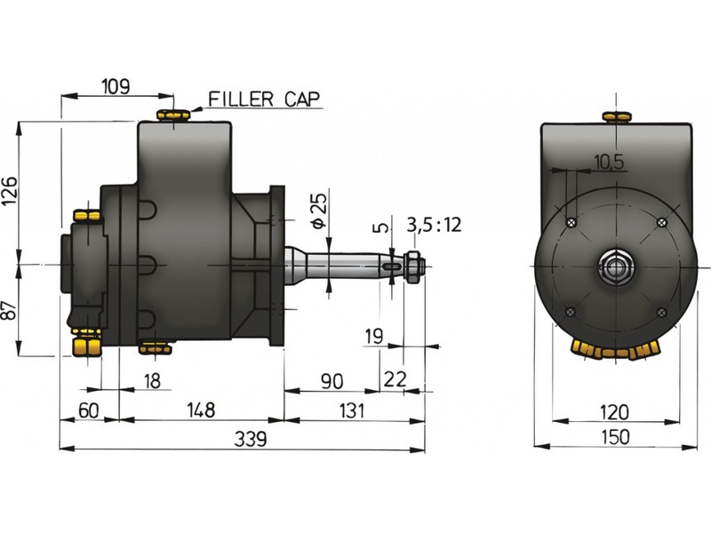 VETUS Hydrauliohjauspumppu MTP151, sisältää liittimet Ø 18 mm