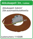 [111030R] Akkukaapeli 6mm2 3m 25A automaattisulakkeel a, ruskea