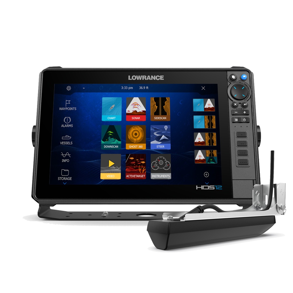 Lowrance HDS PRO 12" IPS kosketusnäyttö, Dual Chirp, DS 700/1225kHz, SS 455/1075kHz. Sis. Active Imaging HD anturin