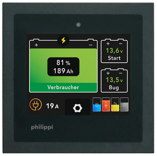 Philippi BTM2 Akku ja tankkimonitori 3,5 tuuman värinäytöllä NMEA2000