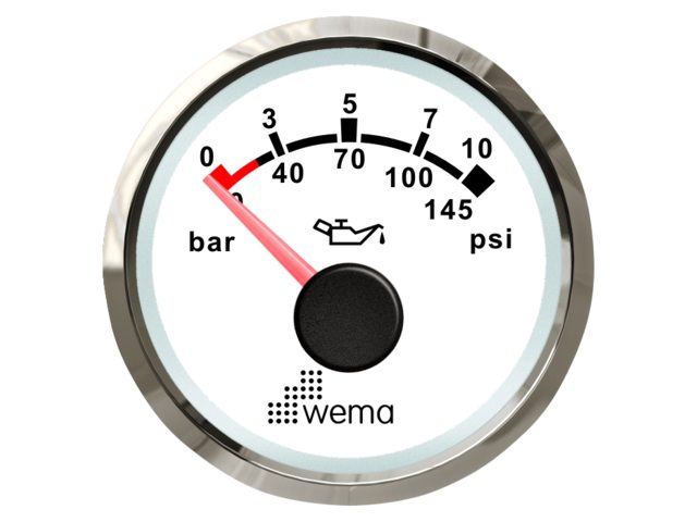 WEMA Öljynpaine 10 bar NMEA2000 Silverline valkoinen 52mm