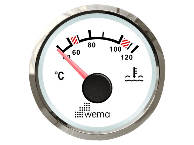 WEMA vedenlämpömittari NMEA2000 Silverline valkoinen 52mm