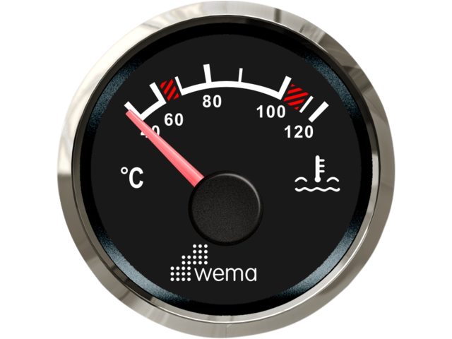 WEMA vedenlämpömittari NMEA2000 Silverline musta 52mm