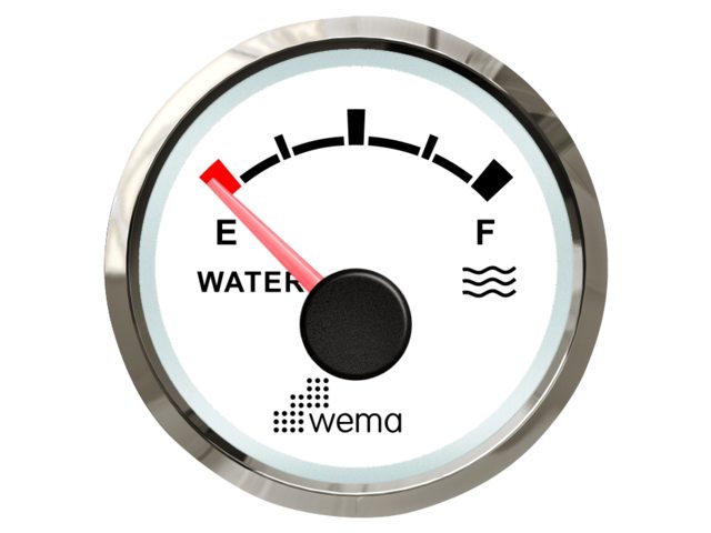 WEMA Vesitankkimittari NMEA2000 Silverline valkoinen 52mm