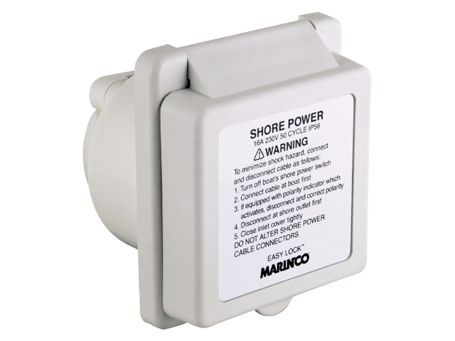 Marinco maavirtarasia 16A Inlet Easy Lock  varoitustarralla 230V