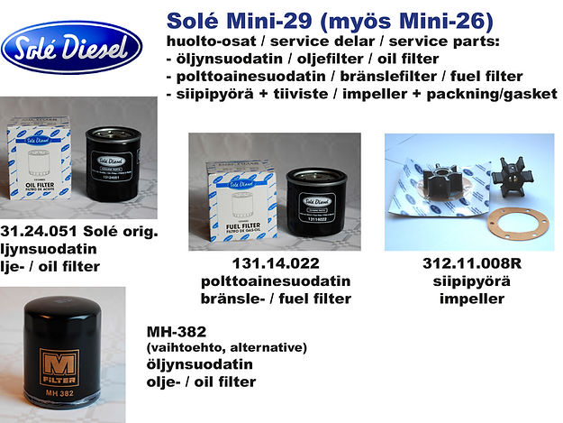 Sole Mini-11, Mini-17 ja Mini-26 huoltosarja