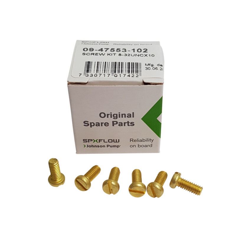 Johnson Pump 09-47553-102 ruuvisarja, 6kpl. 8-32 UNC x 10, messinki
