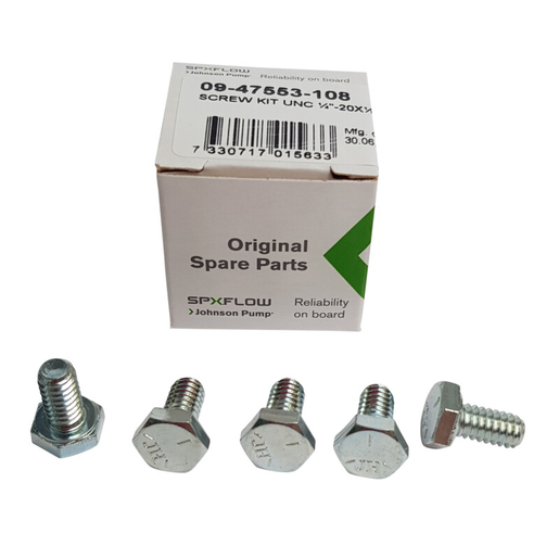 ohnson Pump 09-47553-108 ruuvisarja, 5 kpl. 1/4"-20 UNC x 1/2", ruostumatonta terästä