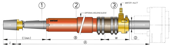 Lisähinta Vetus 50mm teräsvannasputkelle  per 500 mm (yli 1000 mm)