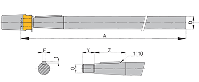 Vetus potkurinakseli Ø 40 mm, pit. 1000 mm mutterilla ja sinkillä