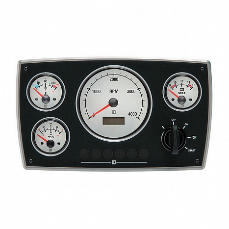 Vetus Alu engine panel, second generation 12V, 2 white instru. (4k rpm)