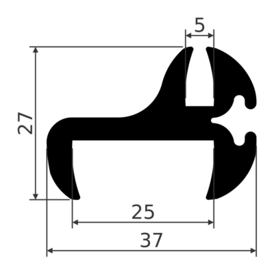 Konelasilista / ikkunatiiviste 5501 lasiura=5mm , seinämä =25mm