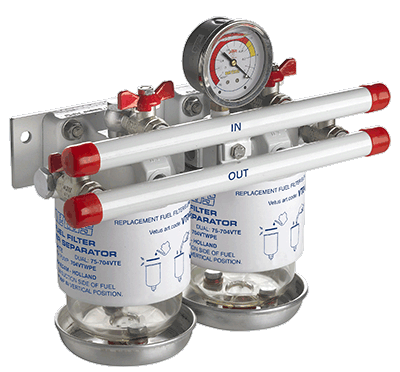 VETUS polttoaineen vedenerotin/esisuodatin, tupla 10 micronia, maks. 190l/h