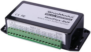 ShipmodulMiniPlex-BUF, edistyksellinen  NMEA 0183 buffer tarjoaa 1 sisäänmenon ja 7 ulostuloa