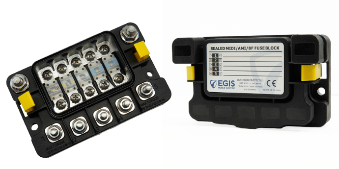 EGIS MEGA sulakepesä 5:lle M8 in, M6 out sulakkeelle, kannella, BULK