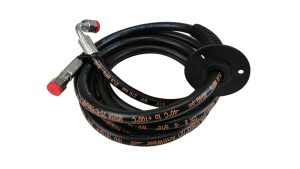 L&S taipuisa hydrauliputki R1T8 lg 7500 EFT JIC 9/16-EFT JIC 9/16 90° + bulkhead strain relief