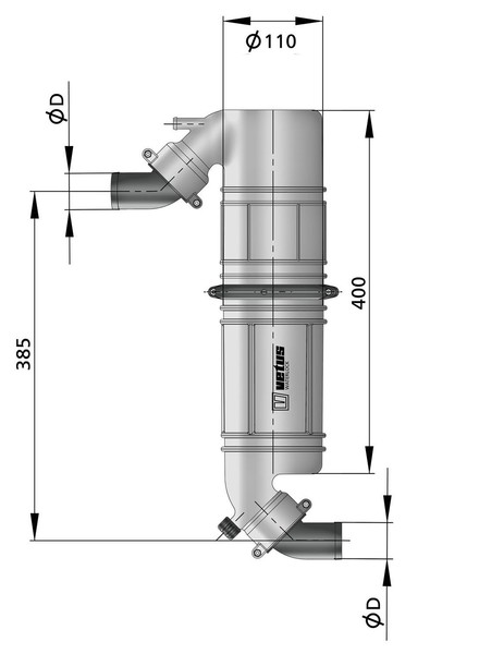 VETUS äänenvaimennin/joutsenkaula-yhdistelmä NLPG liitäntä 50 mm