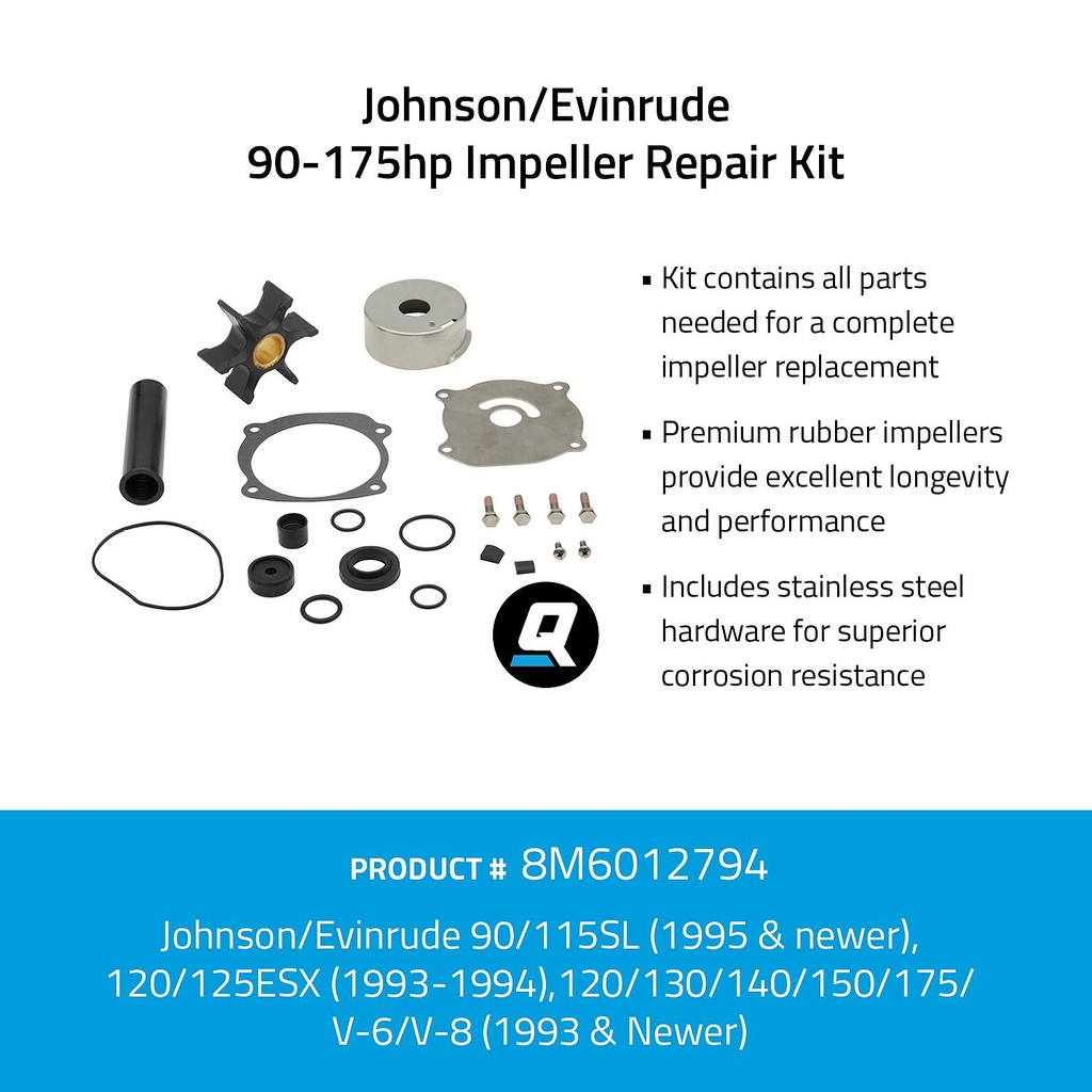 Quicksilver 8M6012794 Impeller huoltosarja,  Johnson Evinrude 90-175hp
