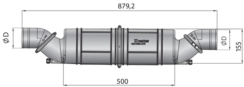 VETUS vesilukko/äänenvaimennin-yhdistelmä NLPH liitäntä 75 mm