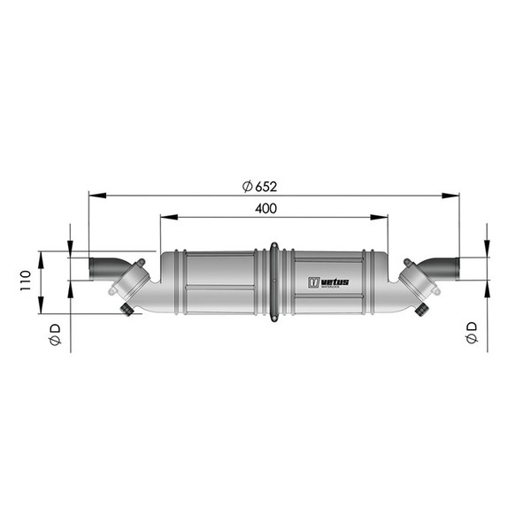 VETUS vesilukko/äänenvaimennin-yhdistelmä NLPH liitäntä 50 mm