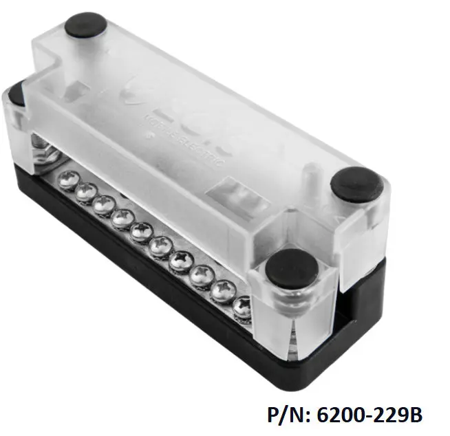 EGIS 6200-229 Kaksitasoinen kytkentäkisko 2x9 M4 ruuvia + 5x M6 pulttia 200 A Kannella