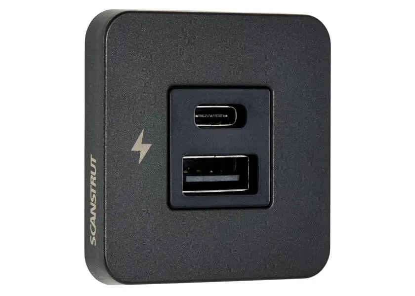 Scanstrut Tile USB-A USB-C laturi 12/24w 36W/60W musta