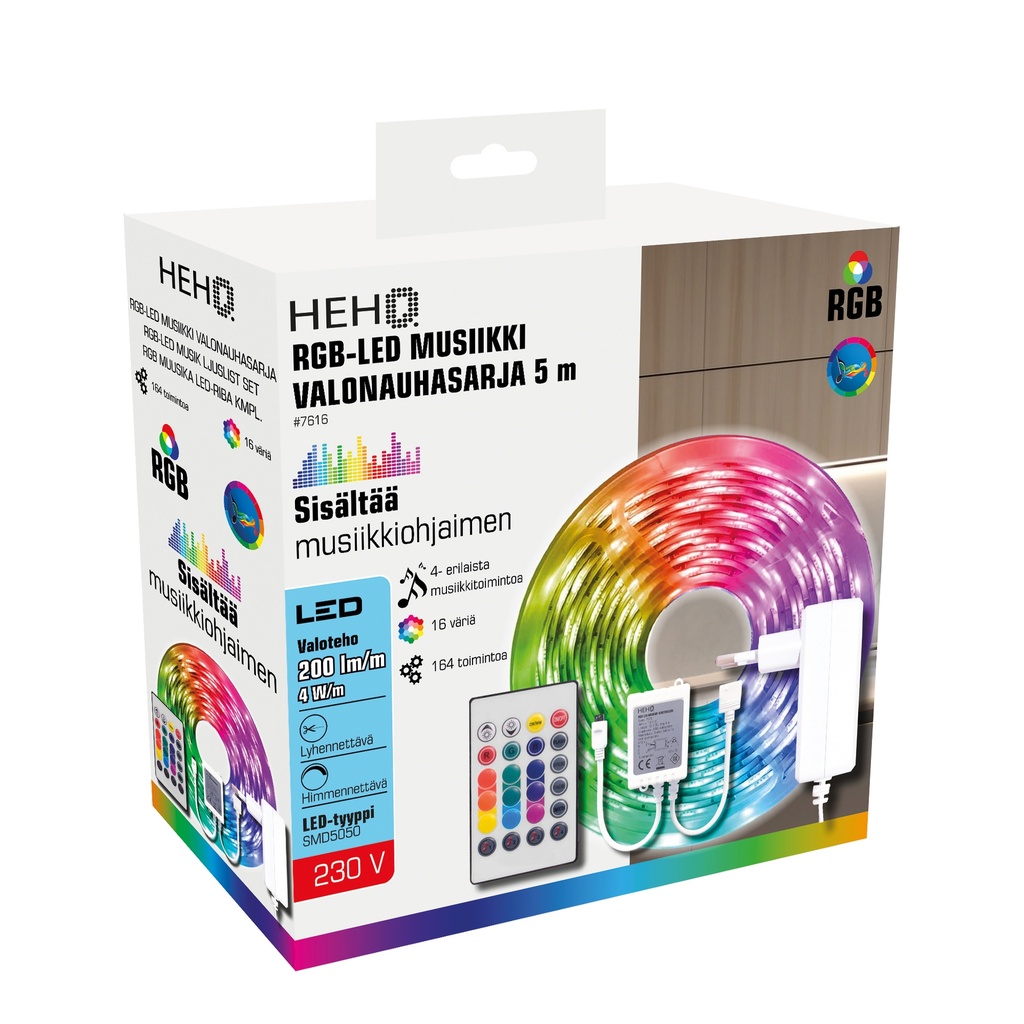 LED nauha 5 m RGB Music 12V 22W