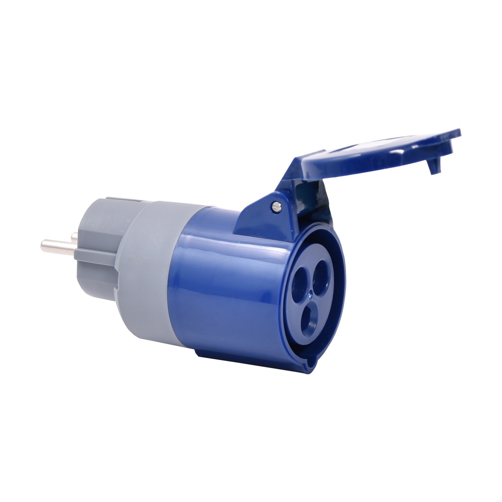 Caravan adapteri 16A IP44 2P+E Schuko -> CEE