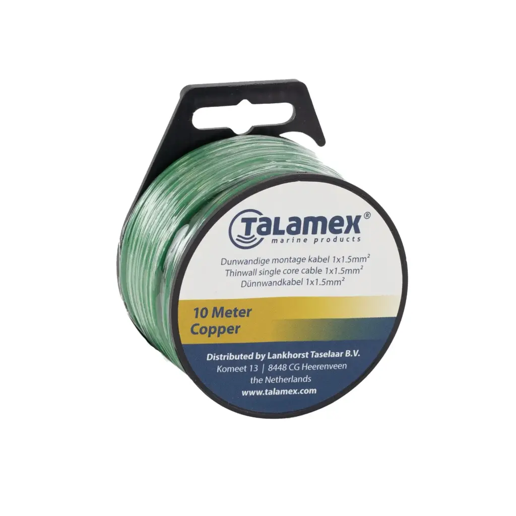 Automarine, tinattu marine kaapeli 1,5mm2 10m kela, vihreä