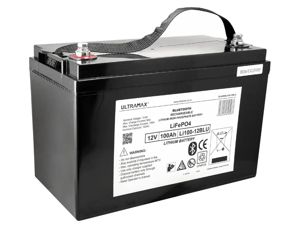 Ultramax LiFePO4 akku 12V 100Ah, bluetooth yhteys, IP65. 