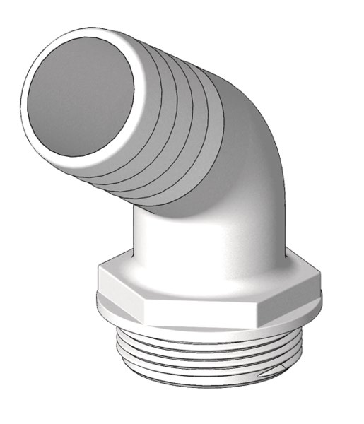 Trudesign 1 1/2" x 38mm 120° komposiitti kolmitiehana letkukara valkoinen