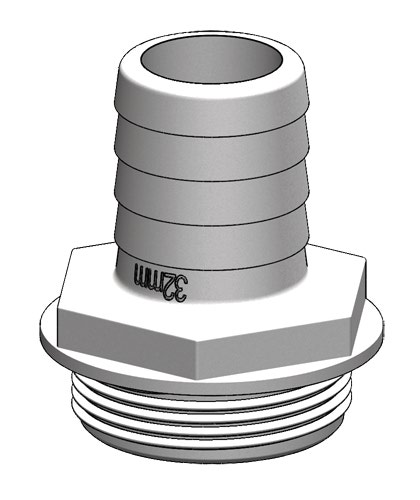 Trudesign komposiitti letkukara 38mm kolmitiehanalle valkoinen