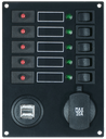 [20001050] Philippi sähkötaulu STV105 5:lla kytkimellä, 2X USB laturi ja tupakansytyinpistoke.