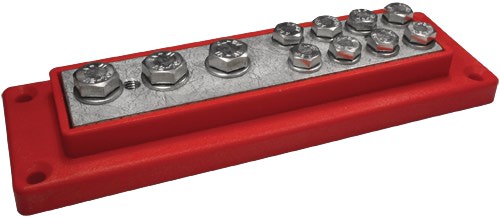 Kytkentäkisko Skyllermarks, punainen  3 x 50 + 8 x 16 mm²