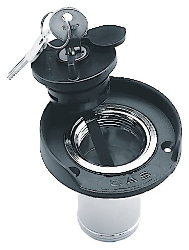 Kansiruuvike, "GAS" lukittava 38mm Kromattu messinki, muovikorkki