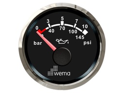 [21352156] WEMA Öljynpaine 10 bar NMEA2000 Silverline musta 52mm