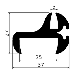 [OT5501] Konelasilista / ikkunatiiviste 5501 lasiura=5mm , seinämä =25mm