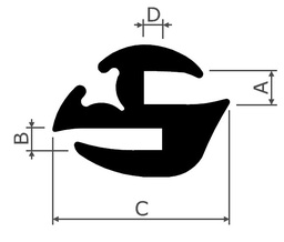 [OT5298] Painelista / ikkunatiiviste 5298 lasiura=6mm , seinämä =5mm